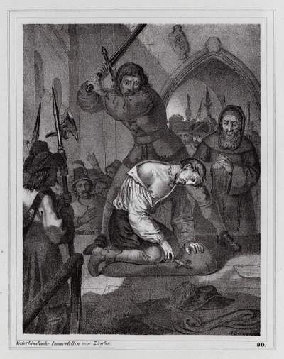 Egzekucja hrabiego Reinstein-Tattenbach autorstwa Peter Johann Nepomuk Geiger