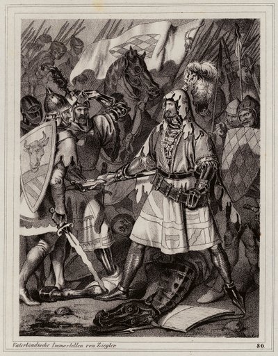 Jan Ślepy, król Czech (rycina) autorstwa Peter Johann Nepomuk Geiger