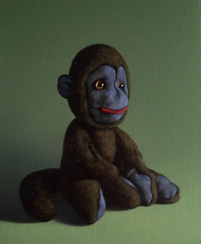 Brązowa małpa na zielono, 2016 autorstwa Peter Jones