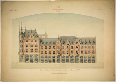 Nowy budynek Rathskeller, Halle (Saale), Saksonia-Anhalt, Niemcy, Elewacja autorstwa Peter Joseph Weber