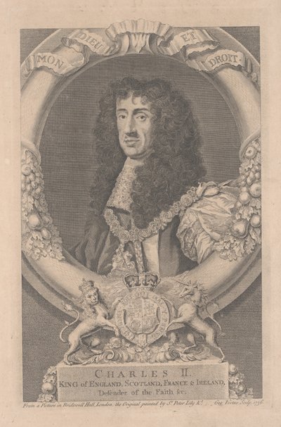 Karol II, król Anglii, Szkocji, Francji i Irlandii, rytowany przez George
