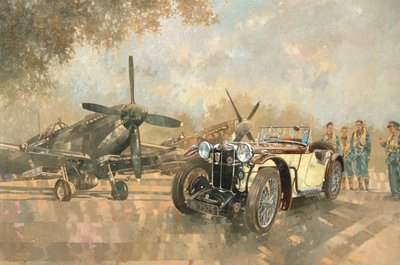 Kremowy Cracker MG 4 Spitfires (olej na płótnie) autorstwa Peter Miller