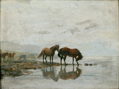 Stacja wodna (olej na płótnie) autorstwa Peter Nicolai Arbo