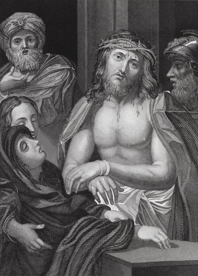 Ecce Homo, Izajasz, rozdz. 53, w. 5 (rycina) autorstwa Peter Paul (after) Rubens