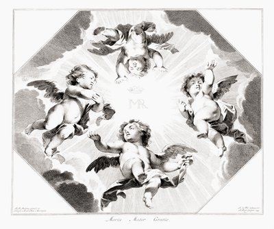 Czworo aniołków świętujących Najświętszą Maryję Pannę. autorstwa Peter Paul (after) Rubens