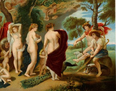 Sąd Parysa (chromolitografia) autorstwa Peter Paul (after) Rubens