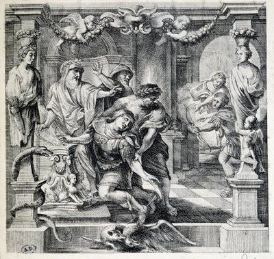 Śmierć Achillesa, według Pierre Paul (Pierre-Paul) Rubens (lub Peter Paul lub Petrus Paulus) (1577-1640), Flandria autorstwa Peter Paul (after) Rubens