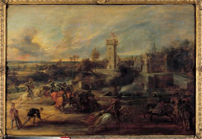 Turniej w pobliżu dołów zamku Steen (średniowiecze). Flamandzki obraz Pierre Paul (Pierre-Paul) Rubens (lub Peter Paul lub Petrus Paulus) (1577-1640) autorstwa Peter Paul Rubens