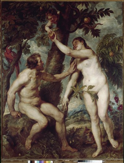 Adam i Ewa w ziemskim raju (olej na płótnie) autorstwa Peter Paul Rubens