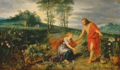 Chrystus ukazuje się Marii Magdalenie w poranek Wielkanocny (Noli me tangere). około 1626 autorstwa Peter Paul Rubens
