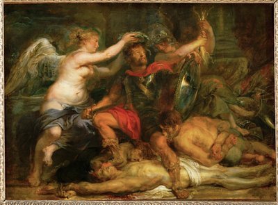 Koronacja zwycięzcy, ok. 1630 (obraz na drewnie dębowym) autorstwa Peter Paul Rubens