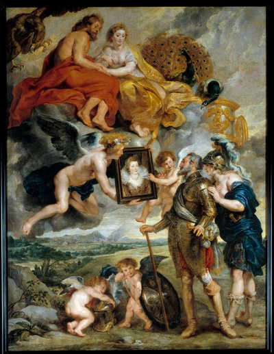 Cycle des Medicis: „” król Francji Henryk IV (1553-1610) otrzymuje portret Marii de Medicis (1573-1642)”” Obraz Pierre Paul (Pierre-Paul) Rubens (lub Peter Paul lub Petrus Paulus) ( 1577-1640) XVII w. Nd. 3,9x2,9 m² autorstwa Peter Paul Rubens