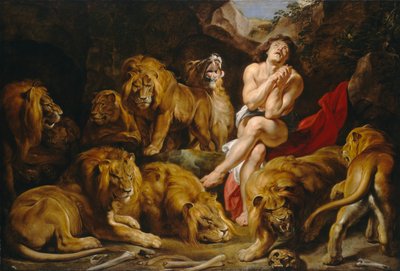 Daniel i jaskinia lwów, c.1615 (olej na płótnie) autorstwa Peter Paul Rubens
