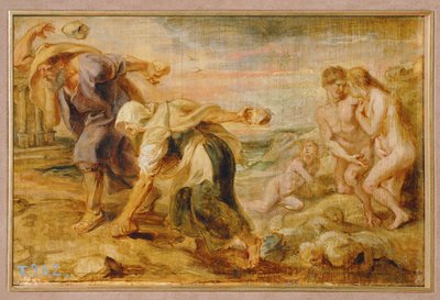 Deukalion i Pyrrha, twórcy ludzkości po pierwszym potopie (obraz na drewnie) autorstwa Peter Paul Rubens