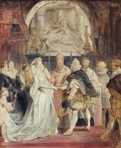 Ślub „in procuratione” (szkic do cyklu poświęconego rodzie Medici) autorstwa Peter Paul Rubens