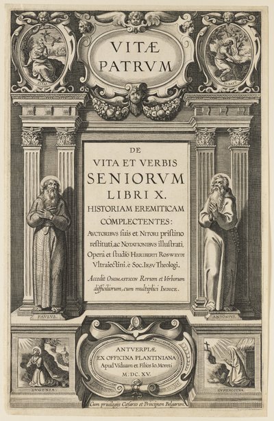 Frontyspis do „Żywotów ojców” Heriberta Rosweyde, ryty: Theodor Galle autorstwa Peter Paul Rubens