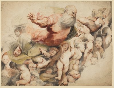 Bóg Ojciec wspierany przez anioły, za Pordenone, 1600-03 autorstwa Peter Paul Rubens