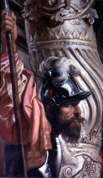 Halberdier, fragment rodziny Gonzaga w adoracji Trójcy Świętej (detal z 78804) autorstwa Peter Paul Rubens