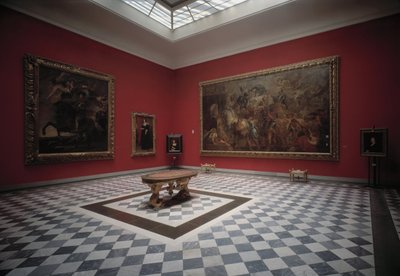 Sala muzeum przedstawiająca Henryka IV w bitwie pod Ivry i triumfalne wejście Henryka IV w Paryżu autorstwa Rubensa autorstwa Peter Paul Rubens