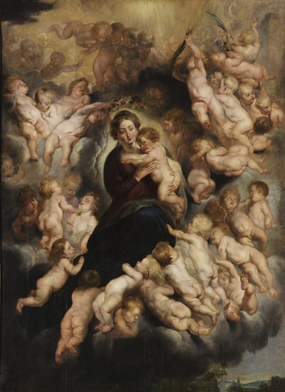 Maria z dzieckiem w wieńcu aniołów autorstwa Peter Paul Rubens