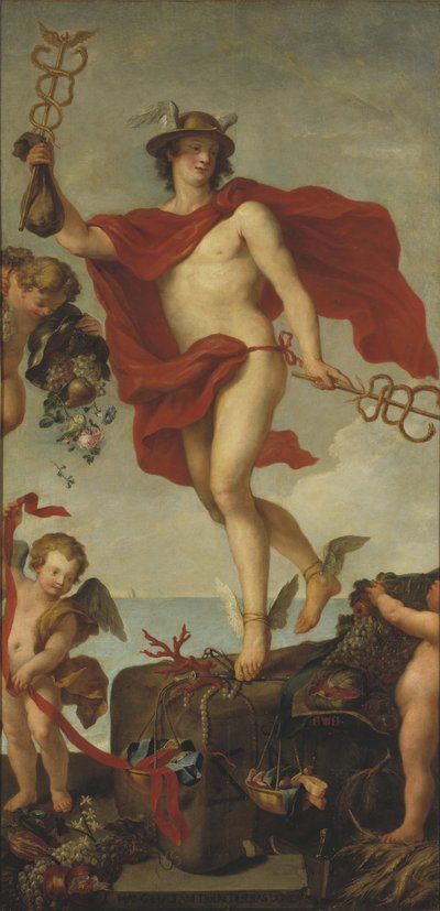Merkur verlässt Antwerpen. Fragment eines größeren Gemäldes autorstwa Peter Paul Rubens