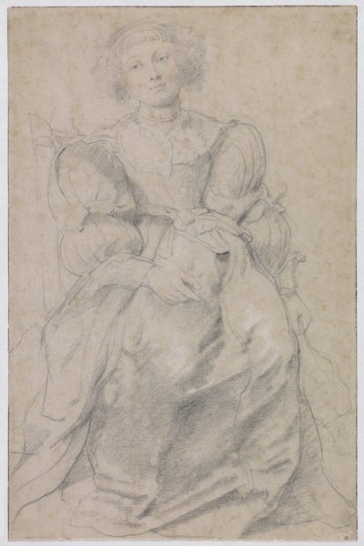 Portret Hélène Fourment, ok. 1630-31 (czarno-czerwona kreda, podkreślona bielą) autorstwa Peter Paul Rubens