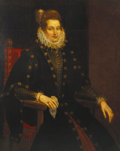 Portret damy siedzącej długości 3/4 w czarnej sukience z kryzą autorstwa Peter Paul Rubens