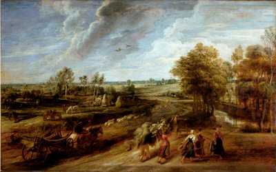 Powrót chłopów po dniu pracy w pola (olej na płótnie) autorstwa Peter Paul Rubens