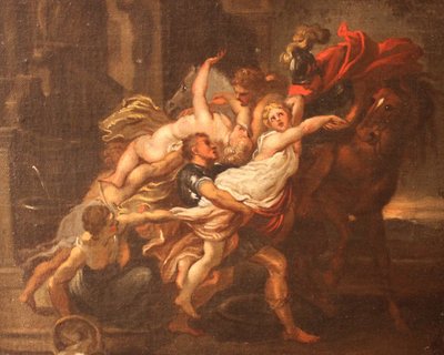Die Entführung der Sabinerinnen, Öl auf Leinwand, Unbekannter Künstler autorstwa Peter Paul Rubens