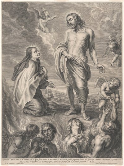 Święta Teresa z Ávili klęcząca przed Chrystusem, wstawiająca się za duszami w czyśćcu autorstwa Peter Paul Rubens