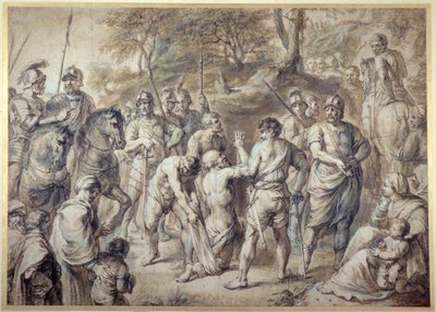 Św. Andrzej doprowadził do męczeństwa (pióro i atrament z praniem na papierze) autorstwa Peter Paul Rubens