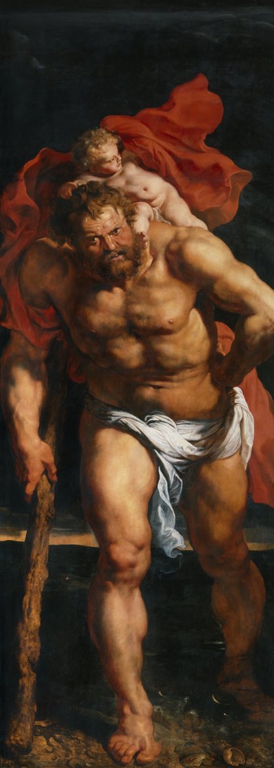 Św. Krzysztof i Pustelnik, pozostawiona poza okiennicą tryptyku Zdjęcie z Krzyża autorstwa Peter Paul Rubens