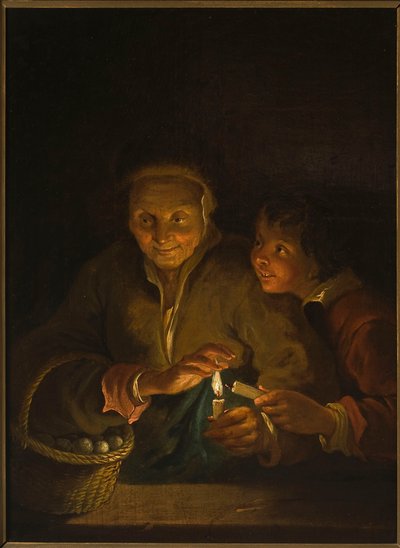 Staruszka i chłopiec ze świecą autorstwa Peter Paul Rubens