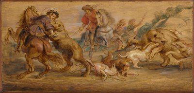 Studium do „Polowania na niedźwiedzie” (dla Alcazar w Madrycie) autorstwa Peter Paul Rubens