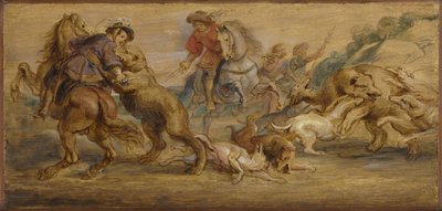 Studium do „Polowania na niedźwiedzie” (dla Alcazar, Madryt), ok. 1639 (olej na drewnie) autorstwa Peter Paul Rubens
