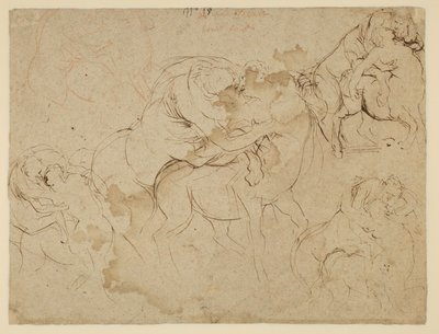 Studium postaci męskich i centaurów żeńskich (Centaurydy) (verso) autorstwa Peter Paul Rubens