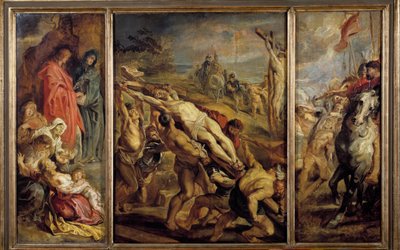 Wzniesienie Krzyża Tryptyku – Pierre Paul (Pierre-Paul) Rubens (lub Peter Paul lub Petrus Paulus) (1577-1640) XVII w. Ndz. 0,68x1,07 m Paryż, Musee du Louvre autorstwa Peter Paul Rubens