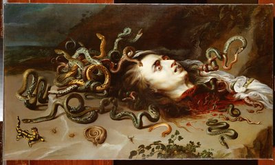 Głowa Meduzy, ok. 1618 (olej na płótnie) autorstwa Peter Paul Rubens