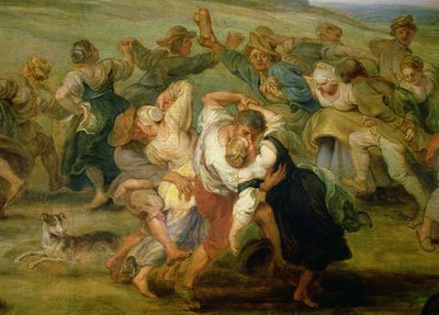 Kermesse, fragment tańczących chłopów, ok. 1635-38 olej na fragmencie deski z 24954 autorstwa Peter Paul Rubens
