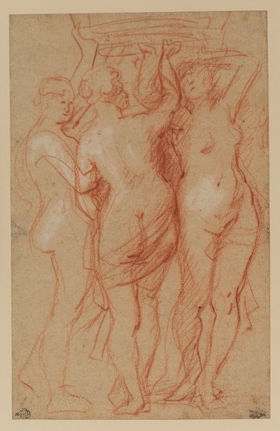 Trzy Gracje, ok. 1635-40 (czerwono-biała kreda na papierze) autorstwa Peter Paul Rubens