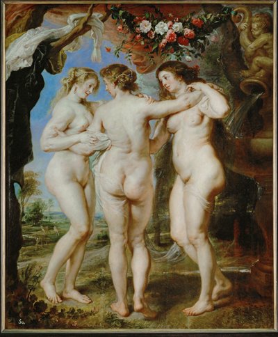 Trzy Gracje, ok. 1636 (obraz na drewnie) autorstwa Peter Paul Rubens