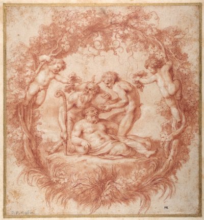 Projekt Tazza Farnese (czerwona kreda z gwaszem na papierze) autorstwa Peter Paul Rubens
