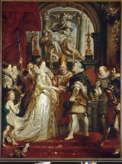 Małżeństwo przez pełnomocnika Marii De Medici i Henryka IV (olej na płótnie) autorstwa Peter Paul Rubens