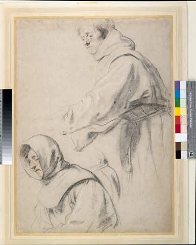 Dwóch braci franciszkanów (kredy na papierze) autorstwa Peter Paul Rubens