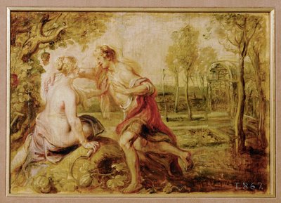 Vertumnus i Pomona (obraz na drewnie) autorstwa Peter Paul Rubens