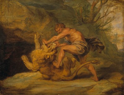 Samson i lew, ok. 1640 autorstwa Peter Paul studio of Rubens