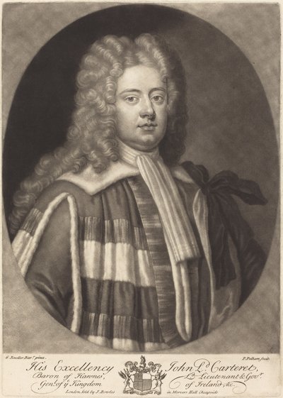 John, Lord Carteret autorstwa Peter Pelham after Sir Godfrey Kneller