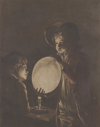 Dwóch chłopców dmuchających w pęcherz przy świecach, 1773., 1773. autorstwa Peter Perez Burdett
