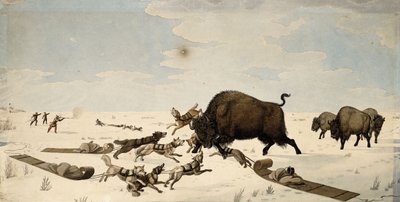 Polowanie na bizony, ok. 1822-1824 autorstwa Peter Rindisbacher