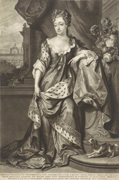 Christine Charlotte Wirtembergia 1645-1699, księżna Fryzji Wschodniej, ok. 1699. autorstwa Peter Schenk
